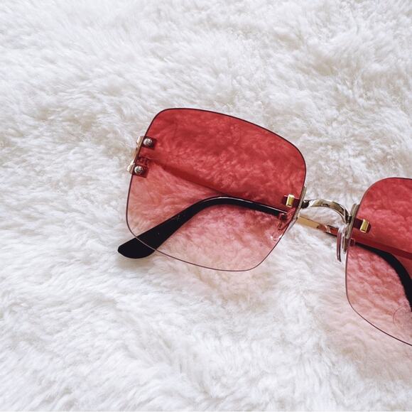 Laurel Clear Orange Rimless Sleek Sunglasses - Picture 2 of 11